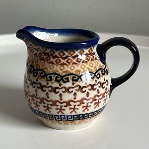 Vintage Unikat Boleslawiec Polish Pottery Creamer Hand Painted Decor